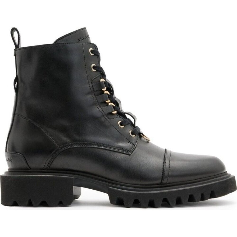 ๐ ALL SAINTS Lydia Ankle Moto Combat Boot 8 Black - Picture 4 of 14